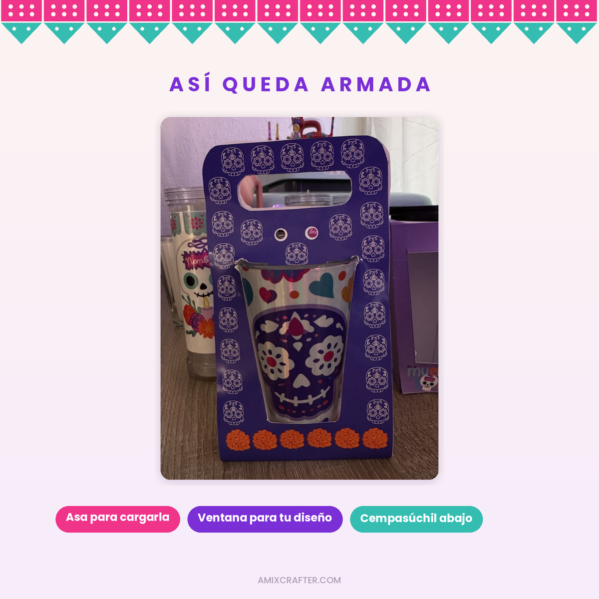 Porta Veladora Día de Muertos | Plantilla Editable en Canva para Veladora Limonera y Recta, 2 Hojas Carta
