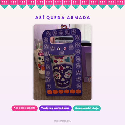 Porta Veladora Día de Muertos | Plantilla Editable en Canva para Veladora Limonera y Recta, 2 Hojas Carta