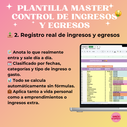 💸 Master Control de Ingresos y Egresos para Emprendedoras y NO emprendedoras