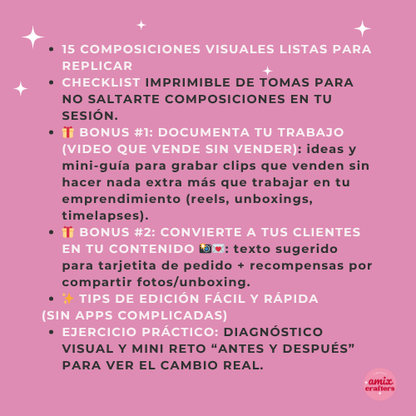 Guía: Fotos Bonitas para Emprendedoras Creativas — eBook + Checklist & Bonuses