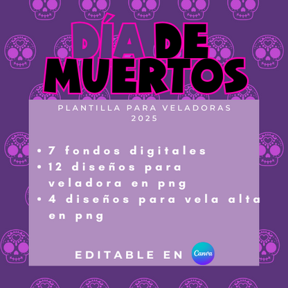 🎃 Kit Halloween + Día de Muertos | Veladoras mágicas + plantillas