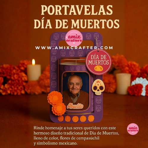 🕯️ Porta Veladora Día de Muertos – Plantilla Editable en Canva