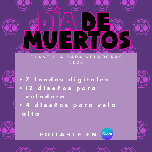 💜 Plantillas Día de Muertos para Veladoras 2025