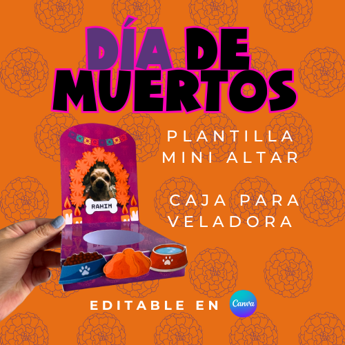 ✨ Mini Altar Día de Muertos – Plantilla Editable para Veladoras 2025 (GRATIS)