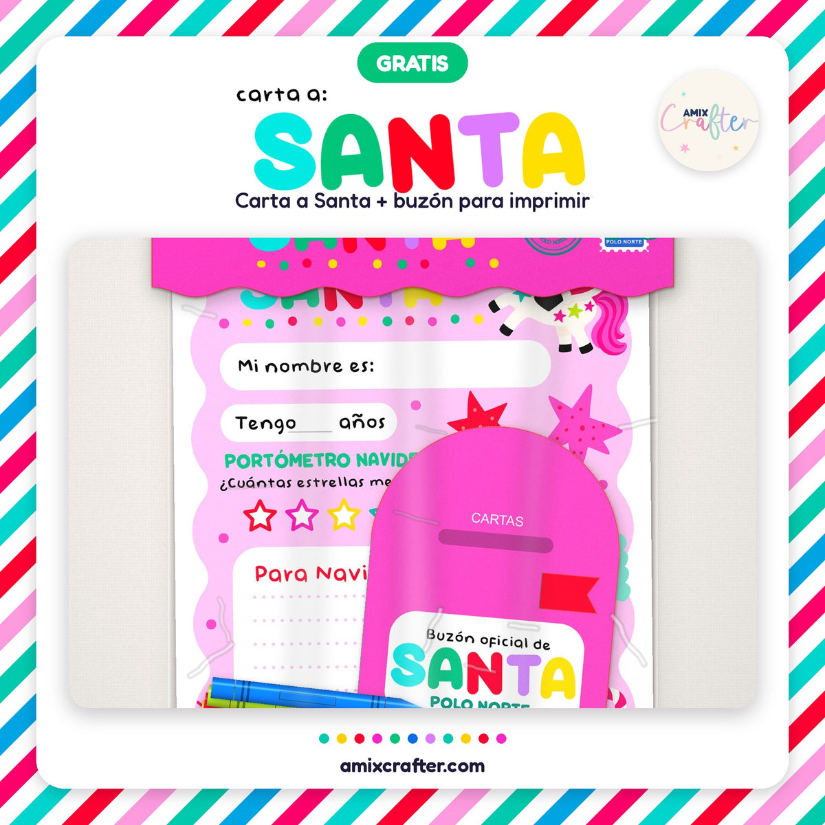 Carta a Santa Gratis | Carta, Buzón Polo Norte y Agarradera para Imprimir (PDF)