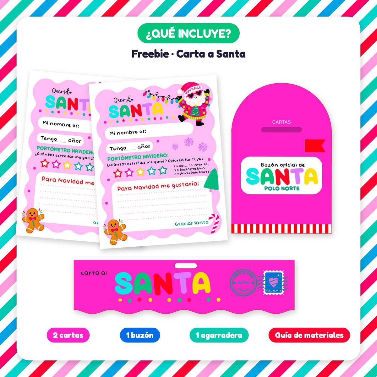 Carta a Santa Gratis | Carta, Buzón Polo Norte y Agarradera para Imprimir (PDF)