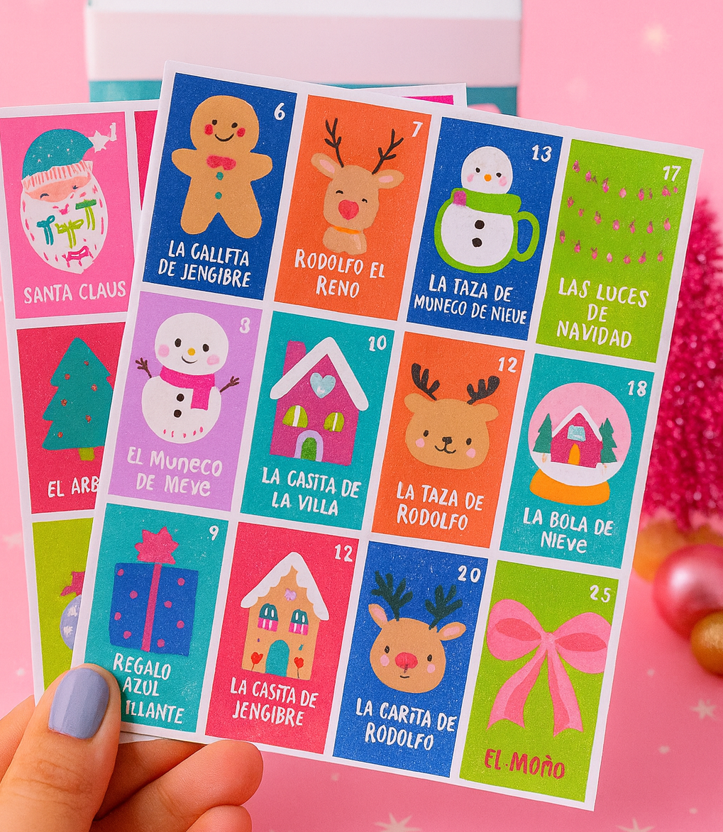 🎄 JUEGO LOTERÍA NAVIDEÑA – KIT COMPLETO PARA IMPRIMIR, ARMAR Y VENDER 🎄