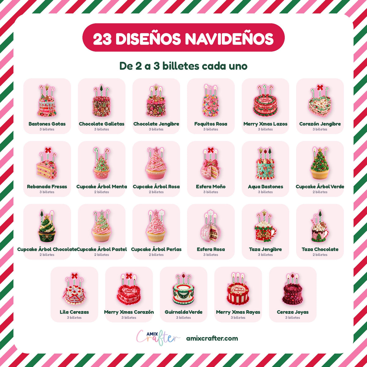 Money Cake Navidad Jolly Bling | 23 Pasteles Porta Billetes Navideños para Imprimir y Cortar · PNG + SVG + PDF