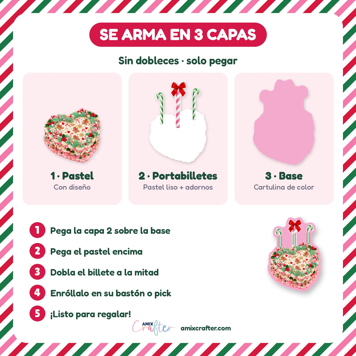 Money Cake Navidad Jolly Bling | 23 Pasteles Porta Billetes Navideños para Imprimir y Cortar · PNG + SVG + PDF