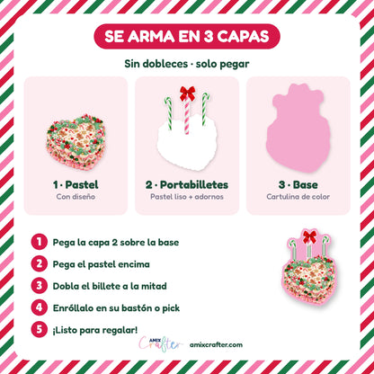 Money Cake Navidad Jolly Bling | 23 Pasteles Porta Billetes Navideños para Imprimir y Cortar · PNG + SVG + PDF