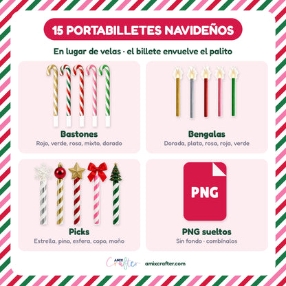 Money Cake Navidad Jolly Bling | 23 Pasteles Porta Billetes Navideños para Imprimir y Cortar · PNG + SVG + PDF