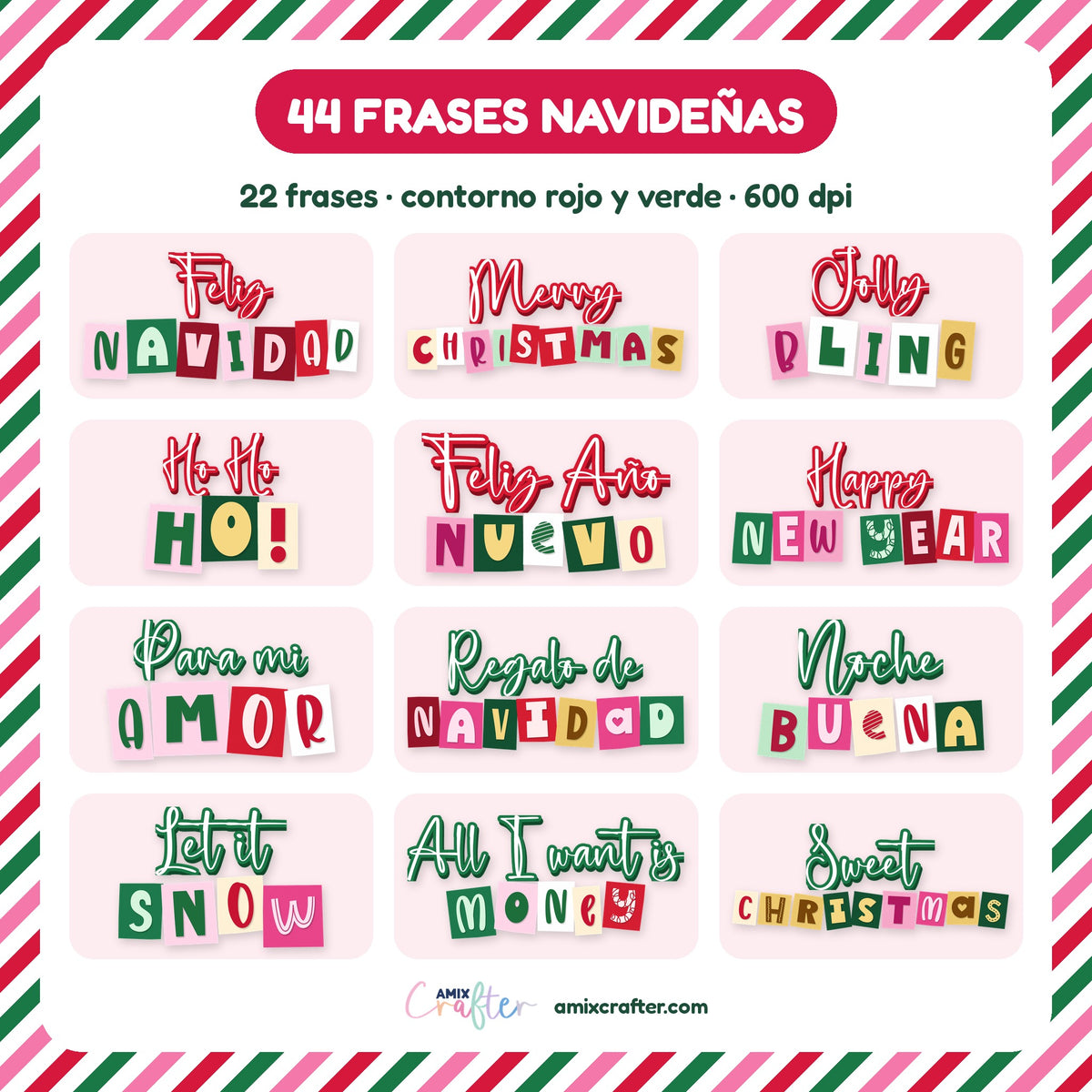 Money Cake Navidad Jolly Bling | 23 Pasteles Porta Billetes Navideños para Imprimir y Cortar · PNG + SVG + PDF