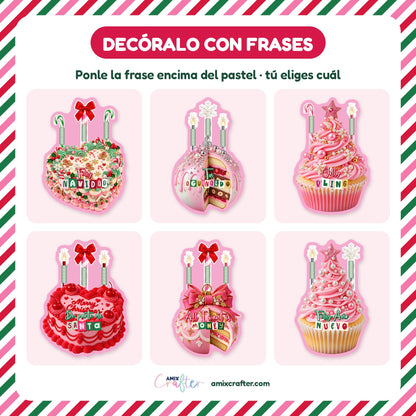 Money Cake Navidad Jolly Bling | 23 Pasteles Porta Billetes Navideños para Imprimir y Cortar · PNG + SVG + PDF