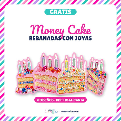 Money Cake Gratis | 4 Rebanadas Porta Billetes para Imprimir (PDF)
