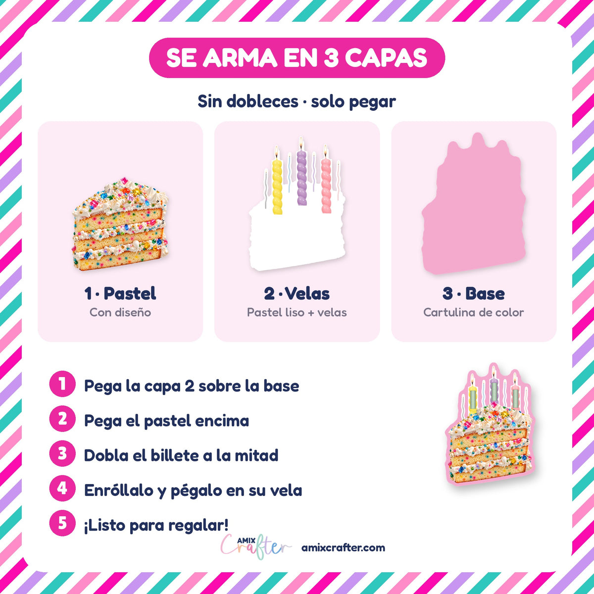 Money Cake Gratis | 4 Rebanadas Porta Billetes para Imprimir (PDF)