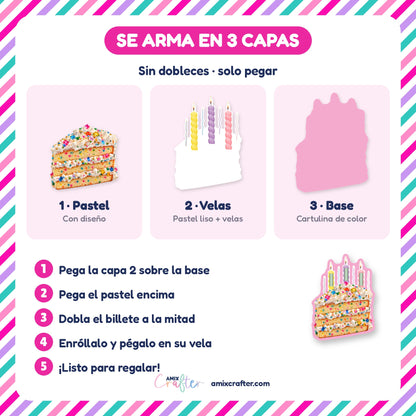 Money Cake Gratis | 4 Rebanadas Porta Billetes para Imprimir (PDF)