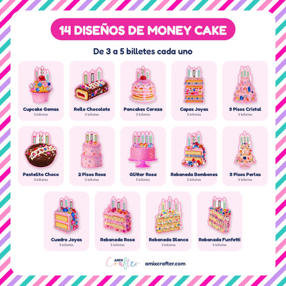 Money Cake Colección Joyas | 14 Pasteles Porta Billetes para Imprimir y Cortar · PNG + SVG + PDF