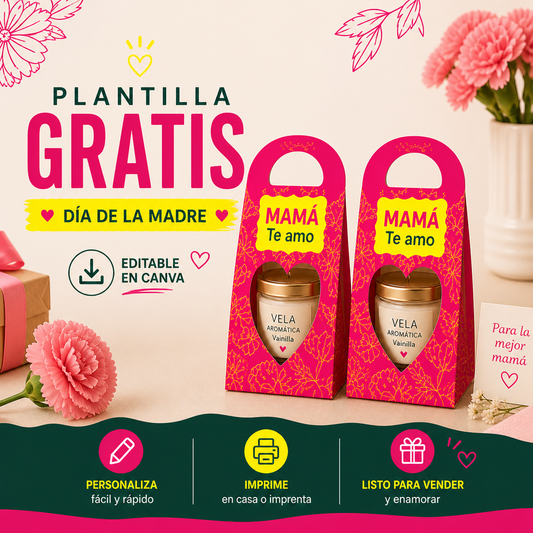 Plantilla GRATIS Día de la Madre | Holder “Mamá Te Amo” Editable en Canva
