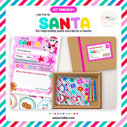Kit Carta a Santa Premium | Carta, Buzón Polo Norte, Mantelito y Stickers para Imprimir · PNG + SVG