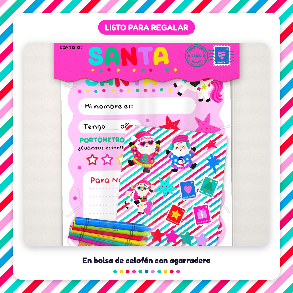 Kit Carta a Santa Premium | Carta, Buzón Polo Norte, Mantelito y Stickers para Imprimir · PNG + SVG