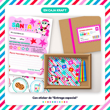 Kit Carta a Santa Premium | Carta, Buzón Polo Norte, Mantelito y Stickers para Imprimir · PNG + SVG