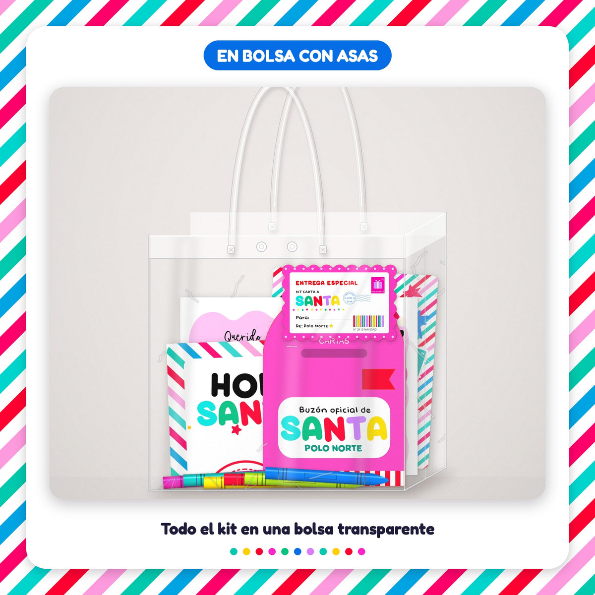 Kit Carta a Santa Premium | Carta, Buzón Polo Norte, Mantelito y Stickers para Imprimir · PNG + SVG