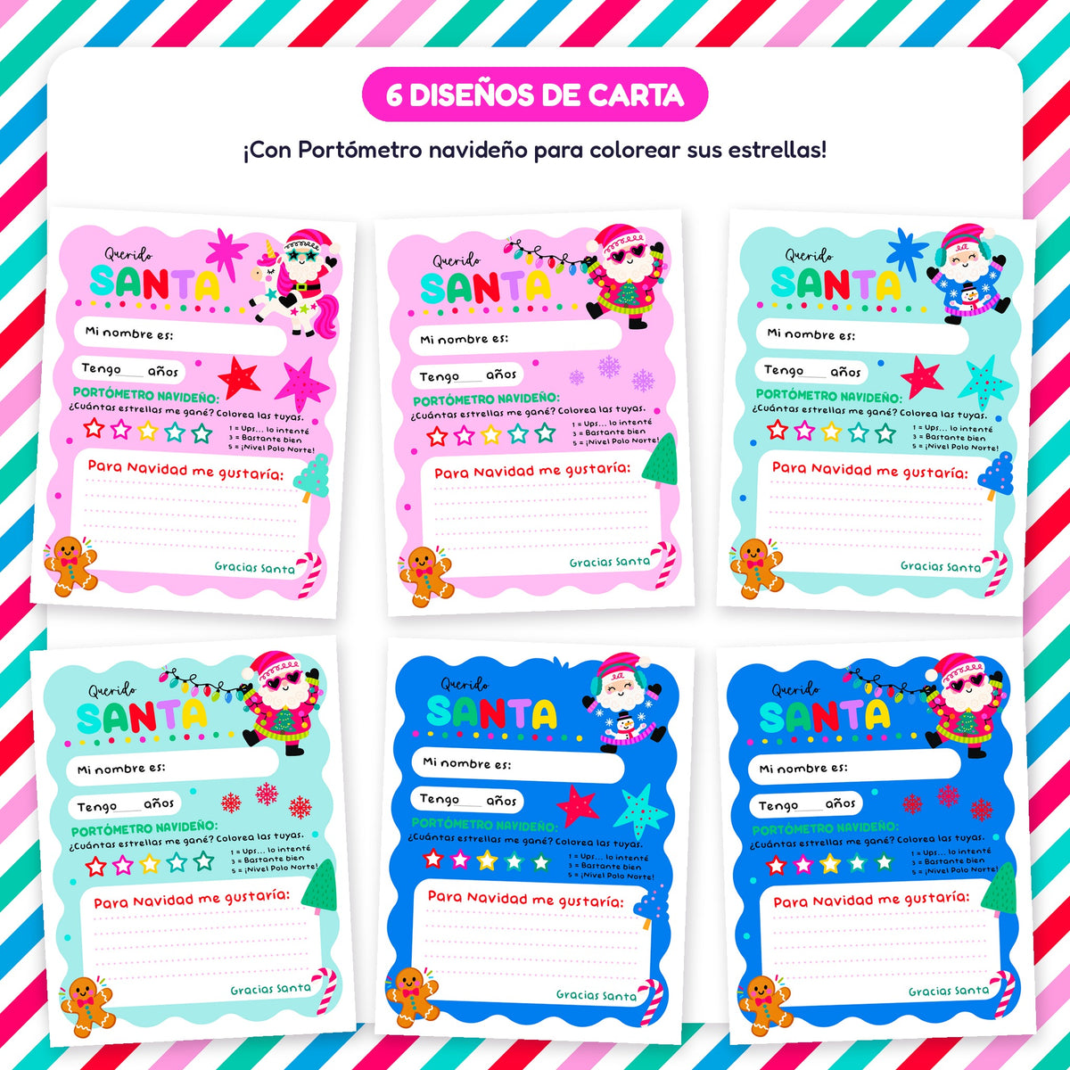 Kit Carta a Santa Premium | Carta, Buzón Polo Norte, Mantelito y Stickers para Imprimir · PNG + SVG