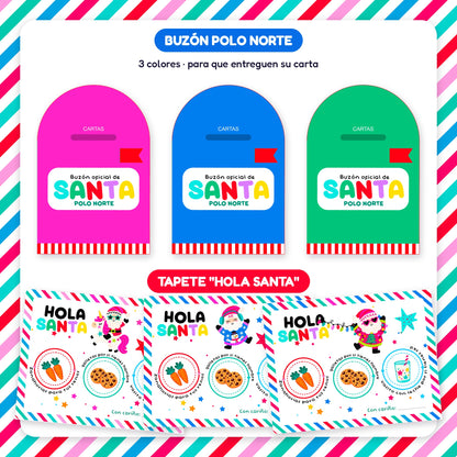 Kit Carta a Santa Premium | Carta, Buzón Polo Norte, Mantelito y Stickers para Imprimir · PNG + SVG